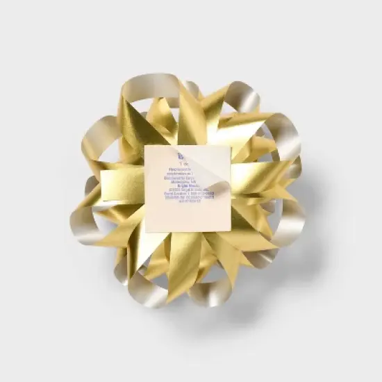 Glitter Gift Bow Gold - Spritz&trade;: Decorative Bows for Gift Wrapping, Birthday & Easter, Solid Pattern, 6" Plastic Accessory image {2}