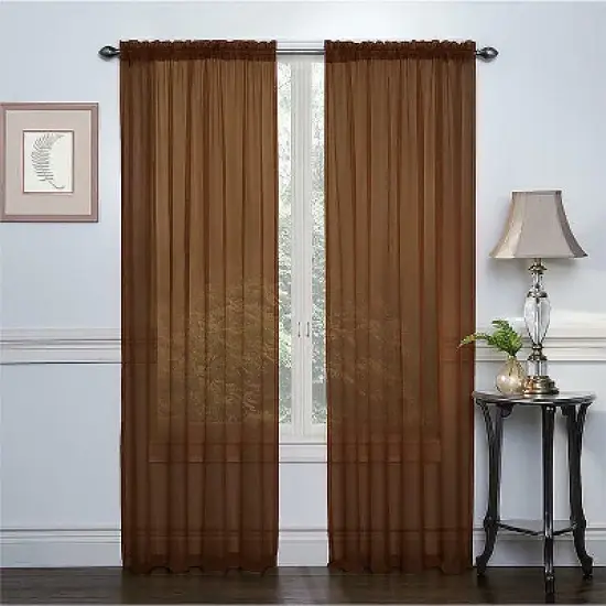 GoodGram 2 Piece Rod Pocket Elegant Sheer Voile Curtain Panels image {3}
