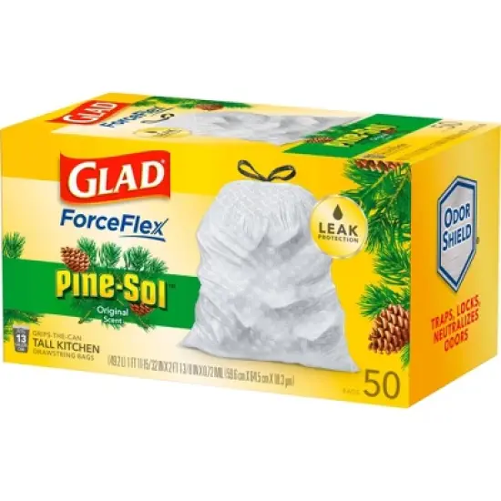 Glad ForceFlex Drawstring Trash Bags - Pinesol - 13 Gallon - 50ct image {8}