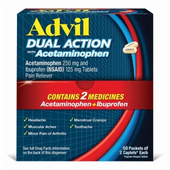 Advil Dual Action 50x2 Caplets Dispenser - Acetaminophen (NSAID) - 50ct image {15}