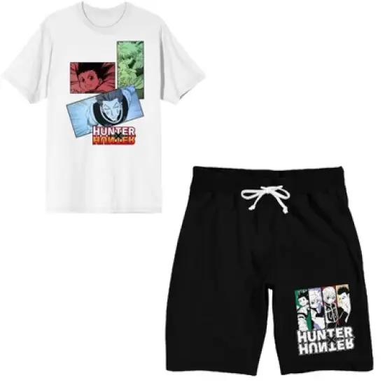 Hunter X Hunter Character Panels Men's Short Sleeve Shirt & Sleep Shorts Set image {5}