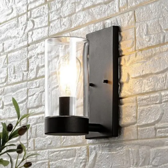 Lianne 6.25" Outdoor Sconce (Set of 2) - PLT4038 - Black - Safavieh image {2}