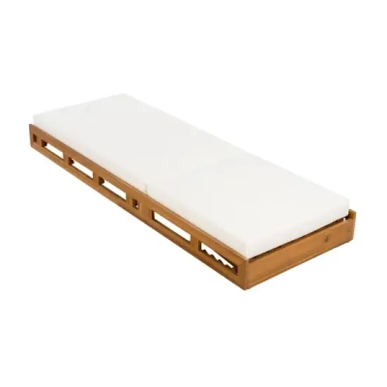 Chaise Lounge Chair Wood Frame with Adjustable Backrest, Outdoor Lounge Chairs with 4 Inch Cushion-Maison Boucle image {3}