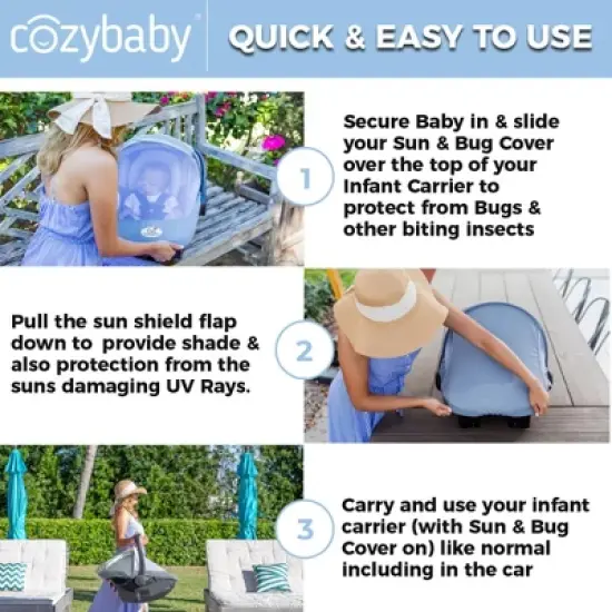 CozyBaby Sun & Bug Cover w/ Lightweight Summer Cozy Cover for Baby Carrier image {4}