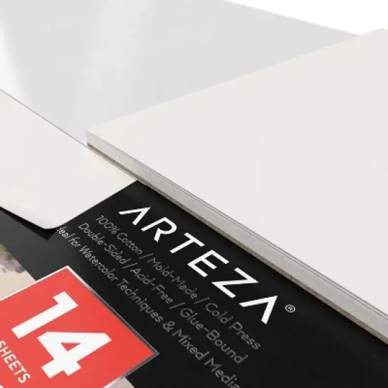 Arteza Watercolor Paper Pad, Cold-Pressed, 100% Cotton, 9"x12" - 14 Sheets image {2}