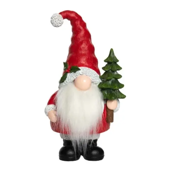 Transpac 11 in Multicolor Light Up Gnome with Tree Christmas Decor Polyresin Decorative Object image {1}