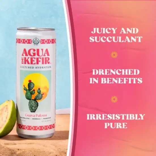 Agua de Kefir Guava Paloma - 12 fl oz Can image {3}