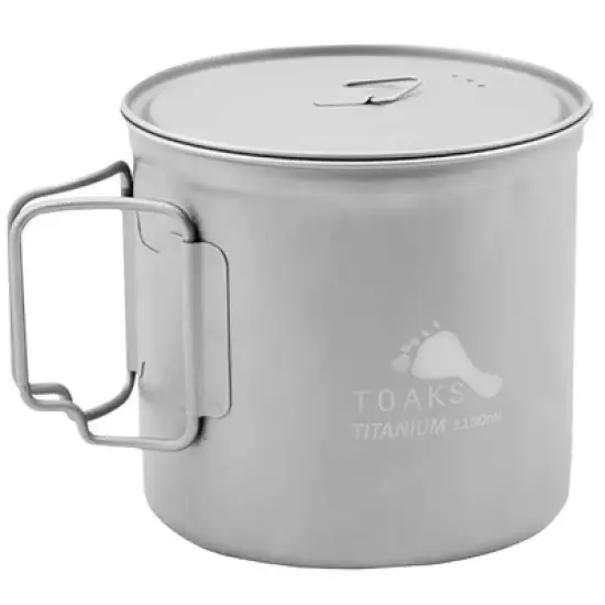 TOAKS Ultralight Titanium Camping Cook Pot with Foldable Handles and Lid image {5}