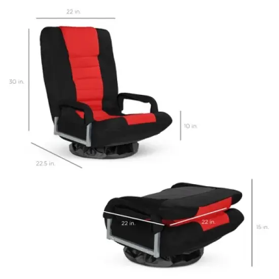 Best Choice Products 360-Degree Swivel Gaming Floor Chair w/ Armrest Handles, Foldable Adjustable Back image {6}