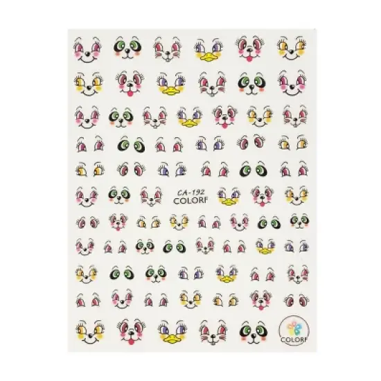 Wrapables 3 Sheets Facial Expressions Nail Art Emotion Nail Stickers image {2}