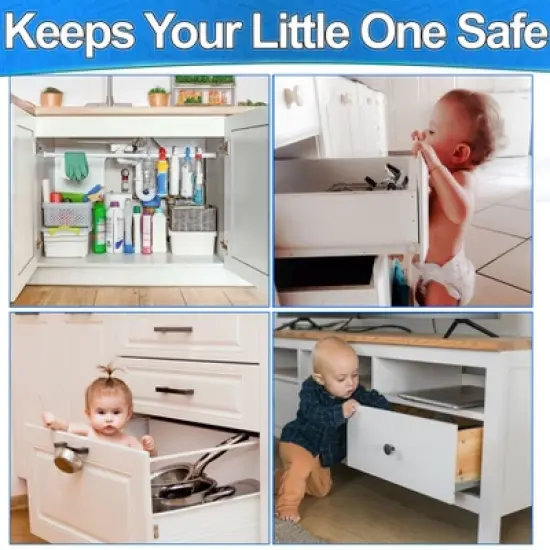 5 Star Super Deals Magnetic Cabinet Locks 4 Pack &ndash; Ultra-Thin, No-Drill Adhesive & Screw-On Childproof Safety Latches for Cabinets & Drawers image {4}