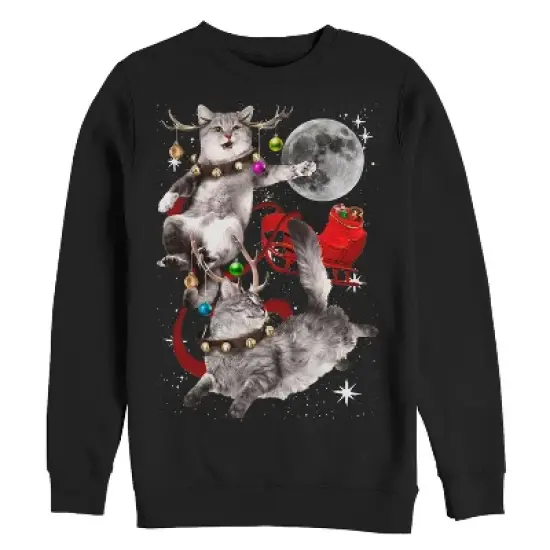 Men's Lost Gods Ugly Christmas Cat Sleigh Sweatshirt image {2}