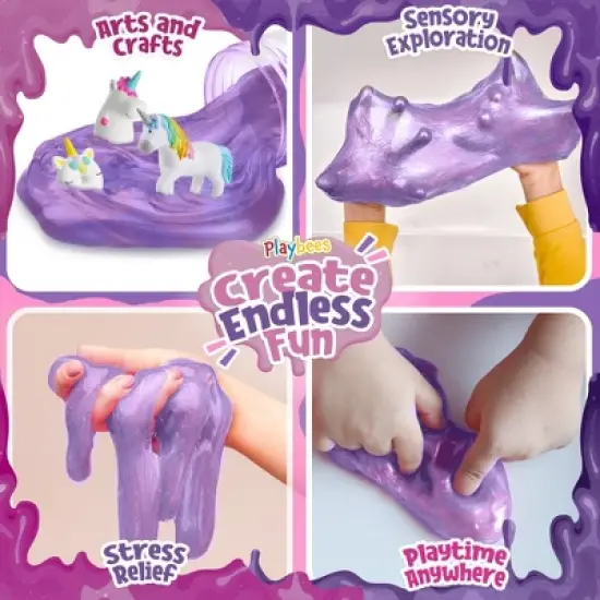 Playbees Purple Princess Mini Slime - marbled Pink Unicorn slime  24PK image {5}