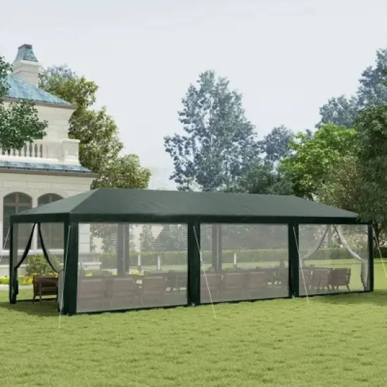 Resenkos Canopy, Outdoor Canopy Tent,10' x 28' Party Tent, Outdoor Wedding Canopy with Removable Sidewalls,Green image {1}