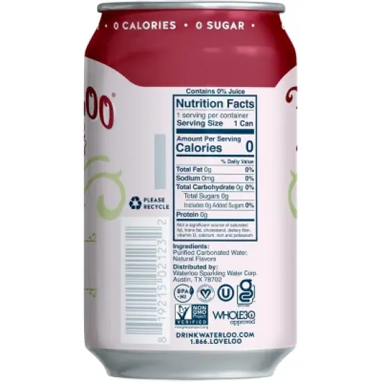 Waterloo Cherry Limeade Sparkling Water - 8pk/12 fl oz Cans image {2}