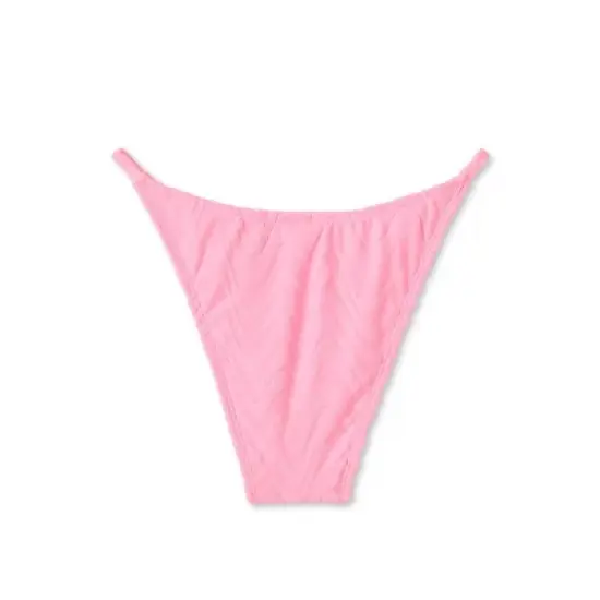 Women's Wavy Terry Textured High Leg Extra Cheeky Bikini Bottom - Wild Fable&trade; Light Pink image {6}