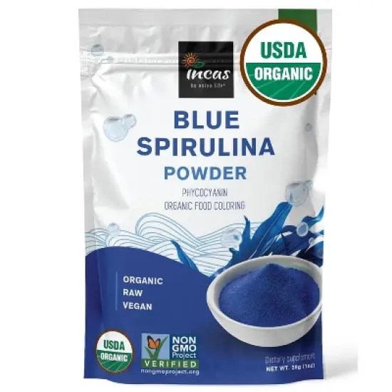 INCAS 100% USDA Organic Blue Spirulina Powder (Phycocyanin Extract), 1 Ounce | 28 Servings image {4}