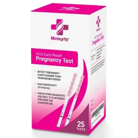 Mintegrity - 25 Pack Pregnancy Test Strips Early Detection, 10 MIU/ML, Rapid and Accurate Results image {5}