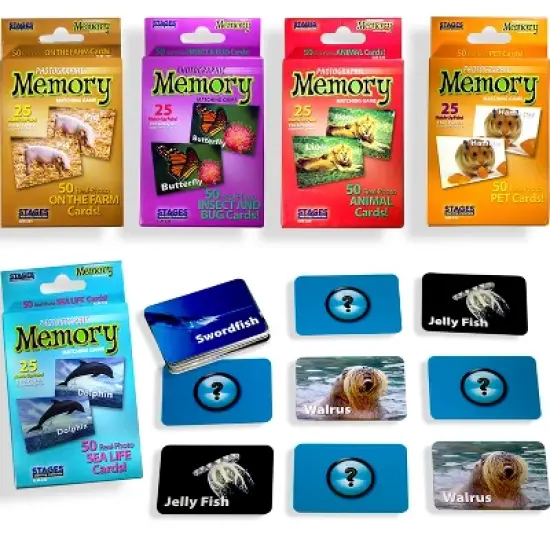 Stages Learning Materials Animal Photographic Memory Matching Game Set image {1}