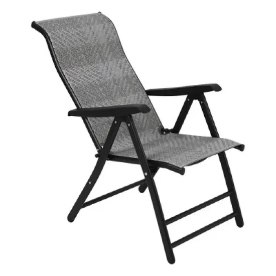 GustoWave Outdoor Folding Rattan Camping Chair with Adjustable Backrest & Widened Armrest, Sun Lounger for Patio, Garden, Beach image {8}