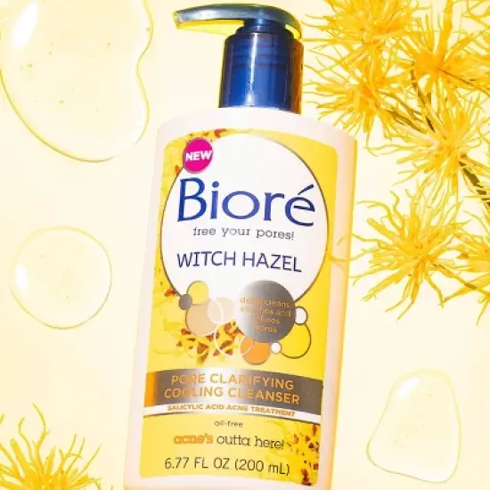 Biore Witch Hazel Pore Clarifying Cooling Cleanser, Acne Face Wash, 2% Salicylic Acid Cleanser - Scented - 6.77 fl oz image {7}