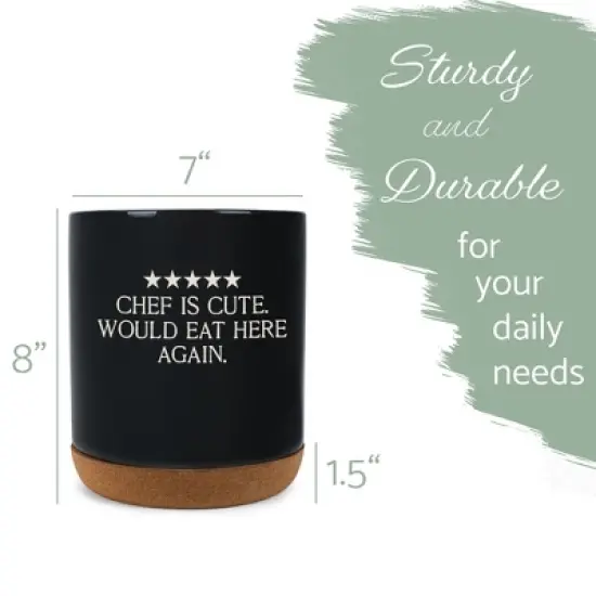 Elanze Designs 5 Five Star Review Chef Culinary Arts Ceramic Cork Bottom Black Large Capacity Utensil Holder Crock for Countertop Storage, Stylish & image {1}