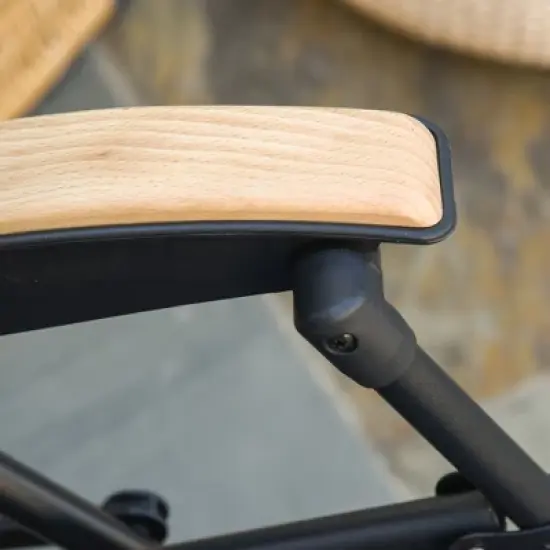 Outsunny Outdoor Lounge Chair, Oversized Zero Gravity Folding Recliner Chair with Removable Pillow, Convenient Cup Holders, & Durable Material for Beach, Pool, Balcony, Lawn, Backyard image {3}