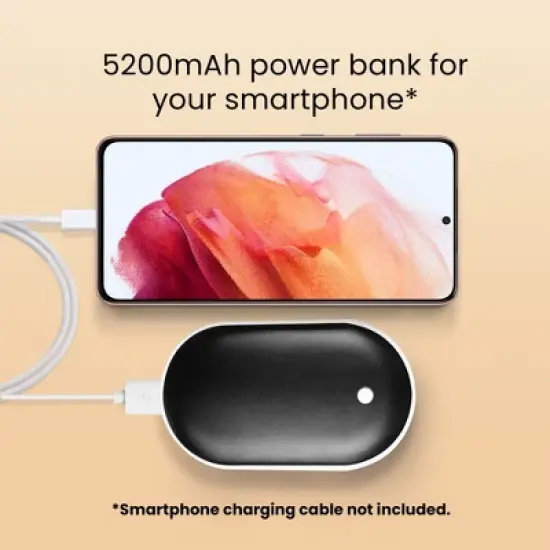 HOM 2-in-1 Rechargeable Hand Warmer & Powerbank - Ultra-Fast Heating with 5200 mAh Capacity - Up to 5 Hours of Continuous Use image {3}