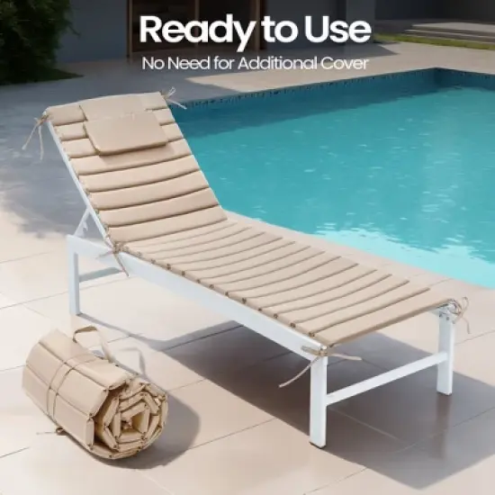 Pellebant 2PC Patio Chaise Lounge Chairs Cushion 22D Sponge 220gsm Polyester Fabric image {5}