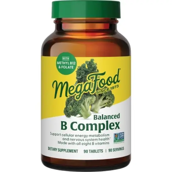 MegaFood Balanced B Complex Vitamins, Vitamin B6, Vitamin B12 & Biotin, Vegan - 90 Tablets image {6}