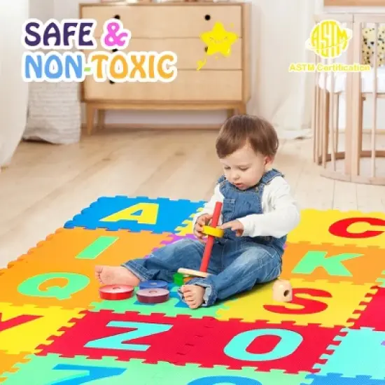 Babyjoy Kids Foam Interlocking Puzzle Play Mat w/Alphabet & Numbers 72-Piece Set image {6}