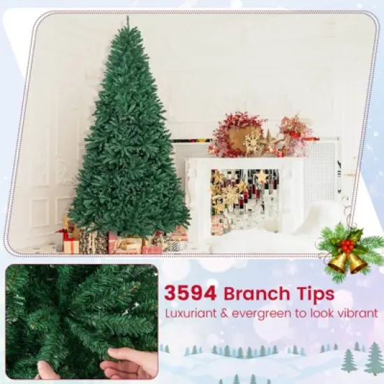 Costway 9 FT Hinged Christmas Tree Unlit Artificial Xmas Decoration w/ 3594 Branch Tips image {5}