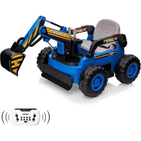 12V Kids Ride On Excavator Digger Car with Remote Control & Electric Digging Arm with 10Ah Large Battery, 4x75W Driving Motors image {6}
