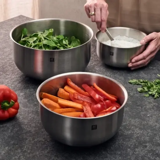 ZWILLING Prep 3-pc Brushed Stainless Steel Nesting Bowls Set image {2}
