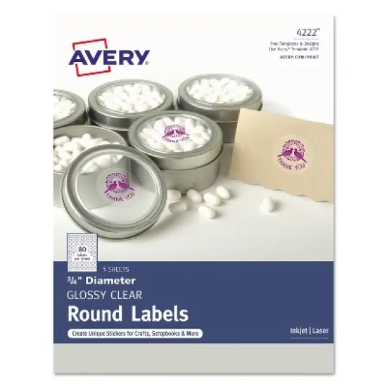 Avery Printable Self-Adhesive Permanent 3/4" Round ID Labels 3/4"dia. Clear 400/Pk 4222 image {8}