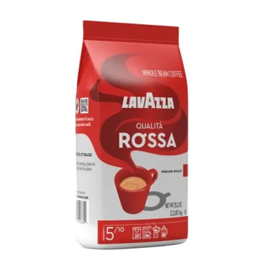 Lavazza Qualit&agrave; Rossa Whole Bean Coffee, Medium Roast, Arabica and Robusta Blend, 2.2 lb Bag (Pack of 6) image {7}