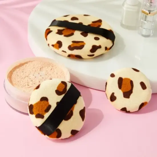Glamlily 24 Pack Leopard Print Makeup Powder Puffs for Loose and Pressed Powder, Extra Large, Large, Small (3 Sizes) image {1}