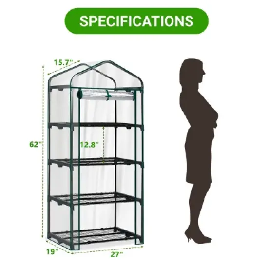 SEVOBAL Greenhouse Mini 4 Tier Green Houses Rolling Door Full Plant Grow Early Spring Seed Germination Indoor Growing Outdoor, Clear, 72"*48.5"*8.5" image {2}