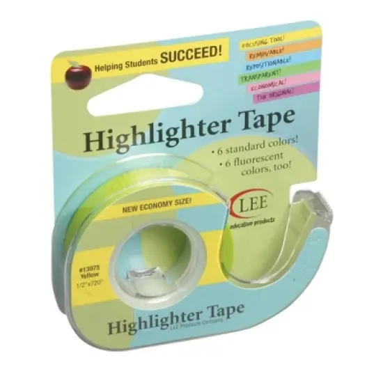 6pk Removable Highlighter Tape Yellow - Lee Products image {1}