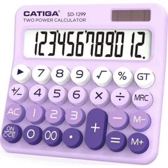 CATIGA Mechanical Switch calculator, 12-Digit LCD, Solar & Battery Power, Big Buttons, Aesthetic Design for Home, School, Office Use. SD-1299 image {11}
