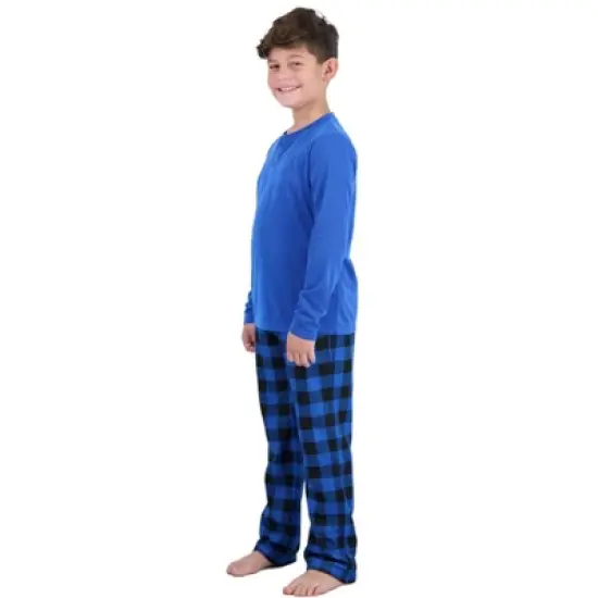 Sleep On It Boys 2-Piece Plaid Pajama Set - Royal image {2}