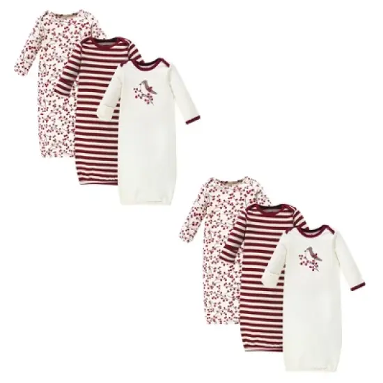 Touched by Nature Infant Girl Organic Cotton Gowns, Berry Branch 6-Piece image {2}