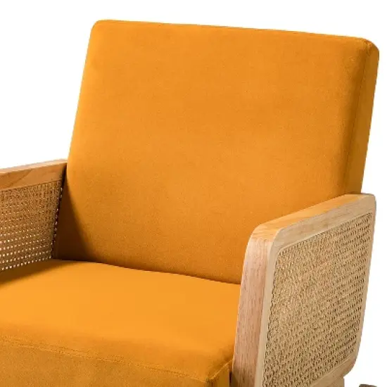 Set of 2 Adena Rocking Accent Chair with Rattan Arms | Karat Home image {6}