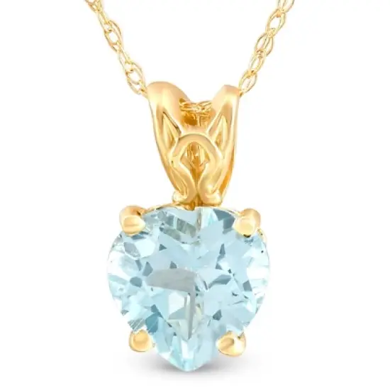 Pompeii3 7mm Women's Heart Pendant in Blue Topaz 14k White, Rose, or Yellow Gold Necklace image {4}