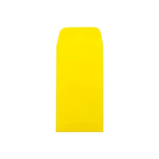 JAM Paper #7 Coin Business Colored Envelopes 3.5 x 6.5 Yellow Recycled Bulk 1000/Carton (1526761C) image {1}