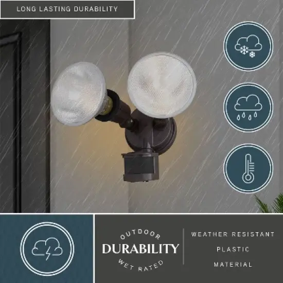 VAXCEL Motion Sensor Dusk to Dawn Outdoor Security Flood Light - 2 Adjustable Light Heads - 4 Modes image {4}