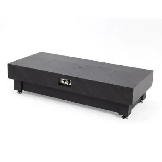 60-Inch Outdoor Gas Fire Pit Table, Modern Stone Design with Rain Cover image {8}