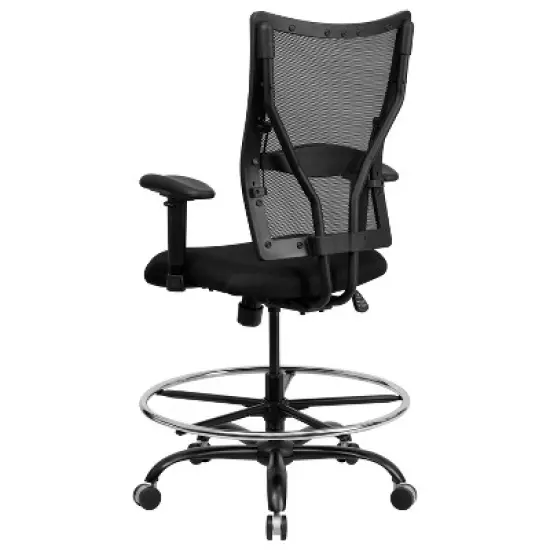 HERCULES Series 400 lb. Capacity Big & Tall Drafting Chair Black Mesh - Flash Furniture image {2}