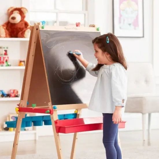 Melissa & Doug Deluxe Standing Art Easel - Dry-Erase Board, Chalkboard, Paper Roller image {4}