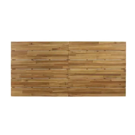 Christopher Knight Home Lorena Outdoor Acacia Wood and Resin 7 Piece Dining Set with 71" Dining Table, Black and Teak image {8}